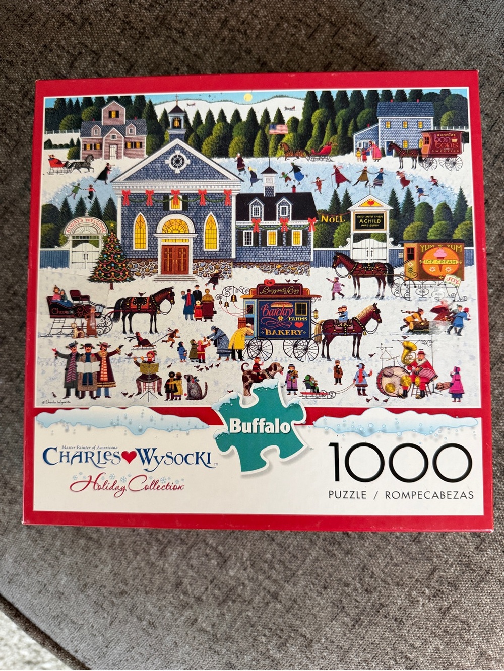 Buffalo David Bitton Charles Wysocki Holiday Village Puzzle - Red, Blue, White